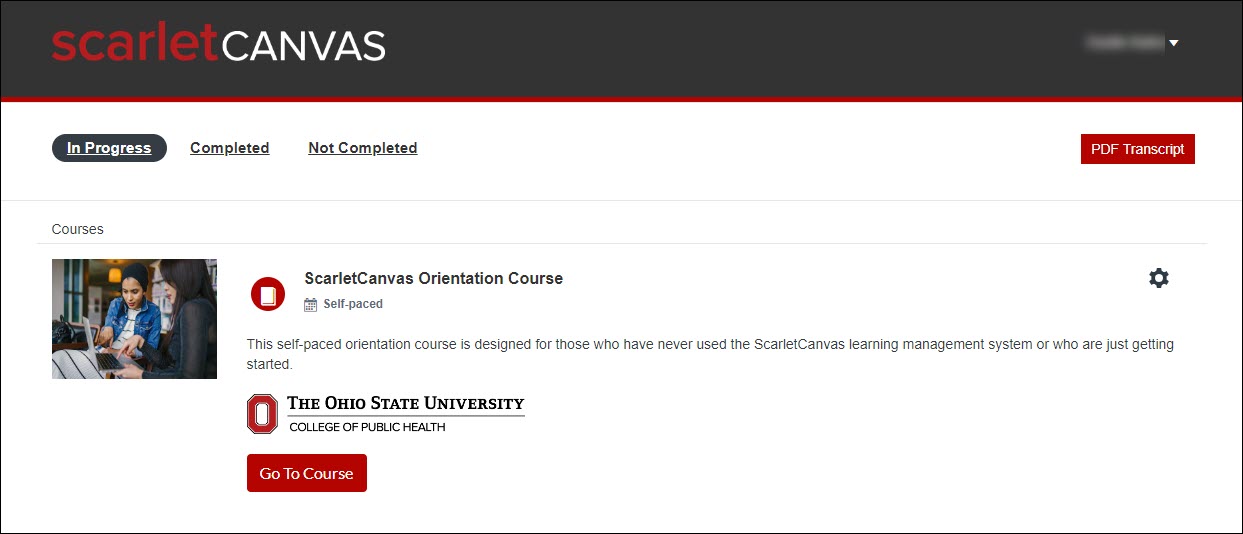 Locate Your Enrolled Course in ScarletCanvas Administrative Resource